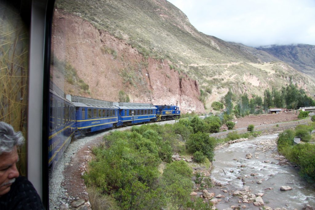 Train ride from Cusco to Aguas Caliente, the village just before you get to Machu Picchu. Stunning ride through these mountains.